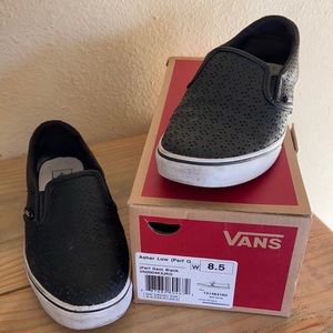 Vans Asher Perforated Low Slip-on in Black Leather